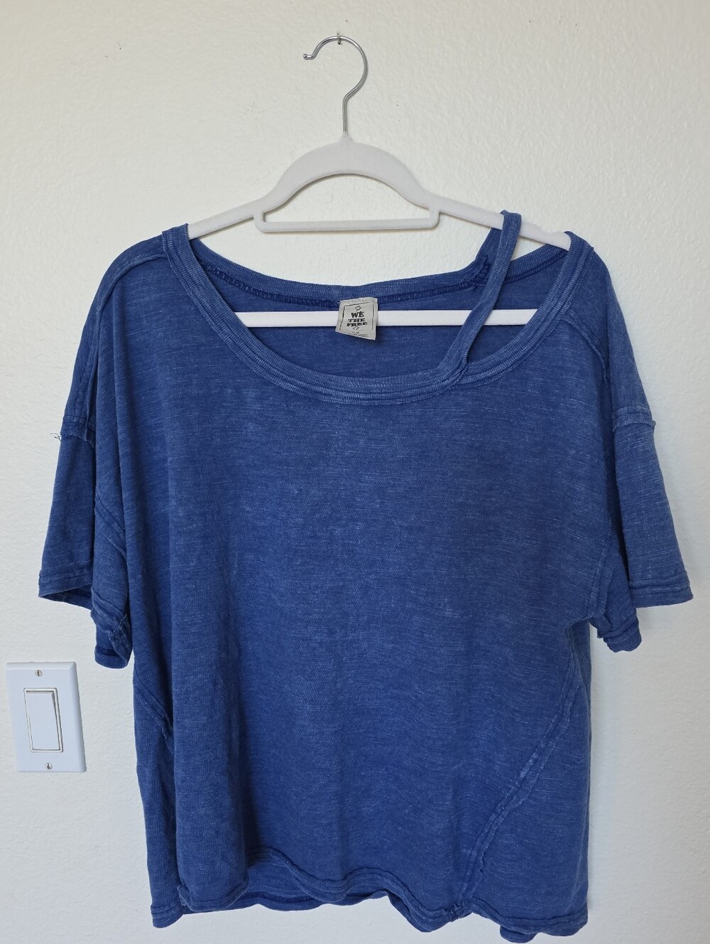 We The Free Indigo Blue Alex Short Sleeve Cutout Shoulder Tee - M